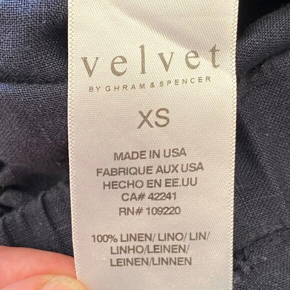 VELVET by GRAHAM & SPENCER Lola 100% Linen Wide Leg Pants Shadow Blue, X-Small - Picture 6 of 12